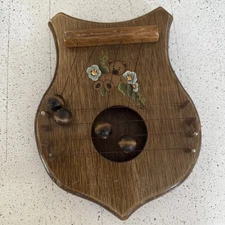 Vintage Hand Painted Teddy Bear Wooden Door Harp Signed by Doble 1987