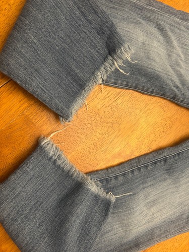 Pantalones de mezclilla AYR The Pop para mujer azules pierna recta elásticos dobladillo deshilachado crudo talla 27 - Imagen 2 de 8