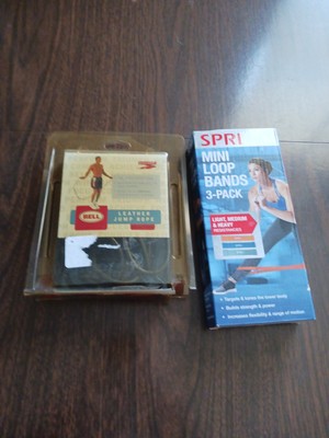 Unused bell leather jump rope spri mini loop bands exercise workout Home Gym 