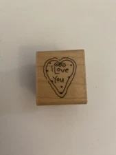 JRL Design I Love You Heart Wood Mounted Rubber Stamp EUC RS56