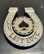Vintage Westside Lady Luck Spinner Belt Buckle Horseshoe Casino Spade Dice 8Ball