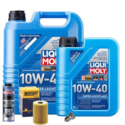 Motoröl 10W40 LIQUI MOLY 6L+HENGST Ölfilter+Spülung+Ölablassschraube