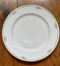 Set Of 5 Heinrich H & C Selb Bavaria 9 3/4" Dinner Plates Electra Green Leaves