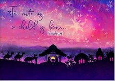 Doodlecards Blank Christmas Card Nativity Scene Evening Watercolour