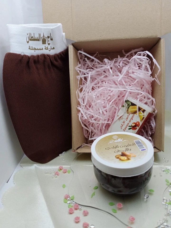 Марокканское аргановое черное мыло органическое масло хаммам отшелушивающая перчатка для кожи тела Kessa - Изображение 4 из 4