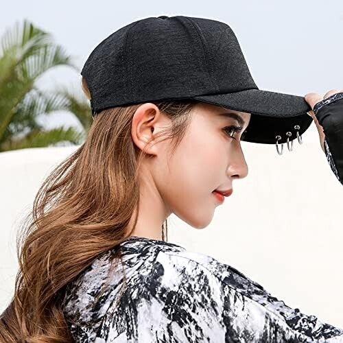 Gorra de béisbol Kpop con aros - Gorra de béisbol Suga con aros de hierro (negra - Imagen 6 de 6