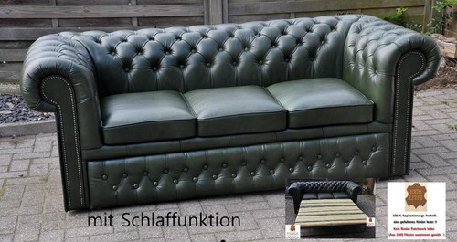 Chesterfield Devon  3 Sitz  Schlaf Sofa B100 Härtegrad 400 Echtleder - Bild 6 von 24