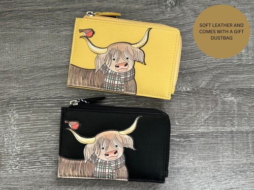 Callum Highland Cow & Robin Coin & Card RFID Leather Purse by Mala Leather - Picture 2 of 15