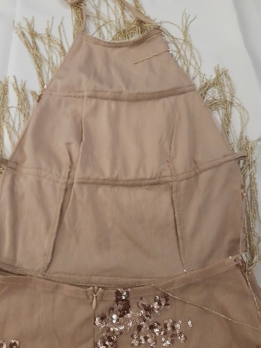 Unbranded Ladies Dress. Gold Fringe. Sequined. Halter NecK. Tie Back. - Picture 5 of 8