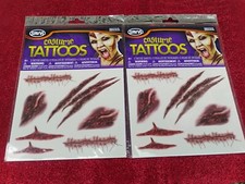 Halloween Horror Temporary Tattoos Scrapes Scars Wounds Stitches Gore 4 sheets