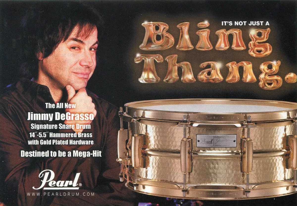 2008 small Print Ad of Pearl Jimmy DeGrasso Signature Snare Drum