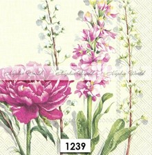  1239 TWO Paper LUNCHEON Decoupage Art Craft Napkins - FLOWERS PEONY