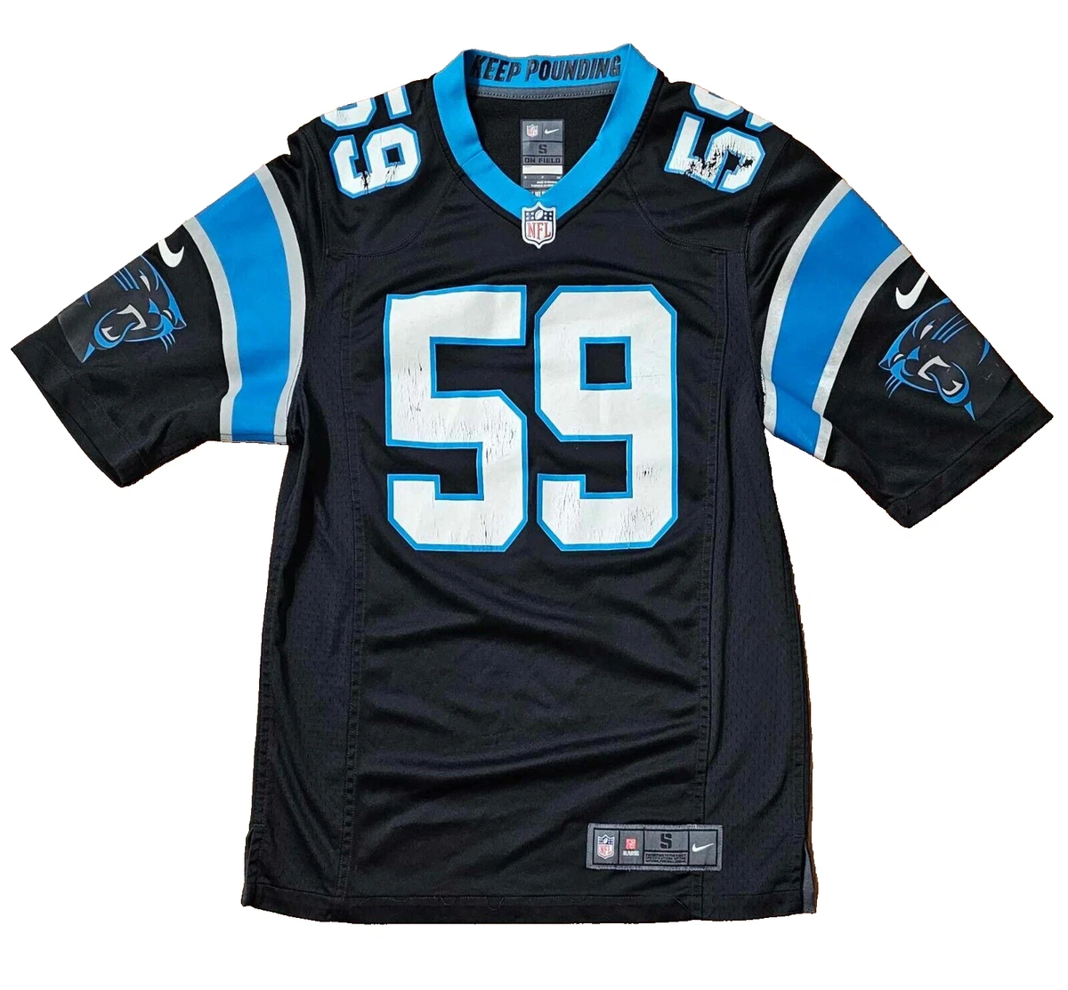 Nike Carolina Panthers No59 Luke Kuechly Black/Blue Men's Stitched NFL Elite Fadeaway Fashion Jersey