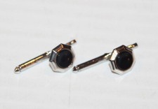 Vintage MCM Estate Black Onyx Octagonal Silver Tone Cufflink Tux Stud Buttons