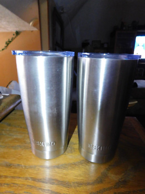 2 Eskimo Cooler Stainless Steel Double Wall Vacuum Insulated Tumblers w/ Lid