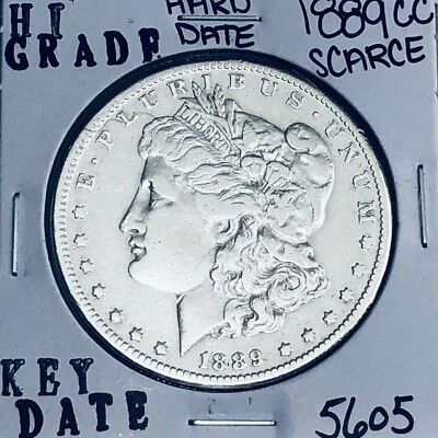 1889 CC   MORGAN SILVER DOLLAR HI GRADE GENUINE U.S. MINT RARE KEY COIN 5605