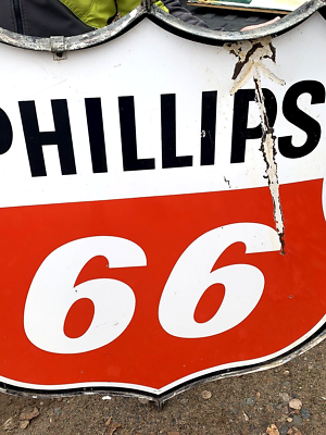 PHILLIPS 66 TIRES フィリップス　プレート　ヴィンテージ　看板 VINTAGE ORIGINAL PHILLIPS 66 PORCELAIN SIGN DSP 1954 OLD GAS