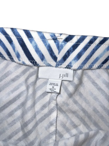 J Jill Striped Sz 10 Petite Summer Cotton Pull-On Stretch Blue White Below Knee - Picture 5 of 5