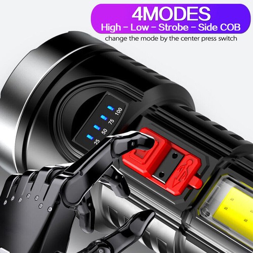 20000000LM Super Bright LED Flashlight Torch USB Rechargeable LED Work Light - Picture 7 of 14