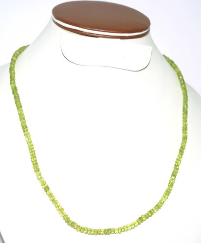 Natural Green Peridot Gemstone 4-5mm Round Faceted Beads 12" Strand Necklace N-8 - Picture 5 of 9
