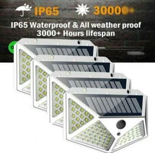 100LED Solar Powered PIR Motion Detector Outdoor Lamp Yard Light Waterproof