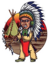 Native American Indian with headdress head dress Sticker Stickers Decal A1002