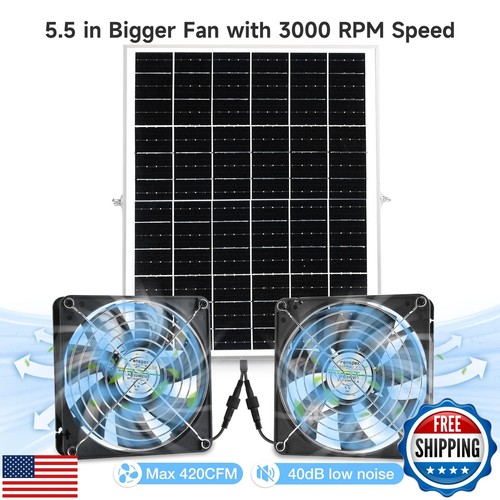 Fanspex IP67 Waterproof Solar Dual Fan Kit for outside Chicken Coop, 25W Sola - Picture 4 of 5