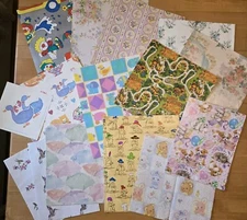 Vintage Lot 14 Gift Wrapping Paper Wrap Birthday Kids  Baby Wedding Shower