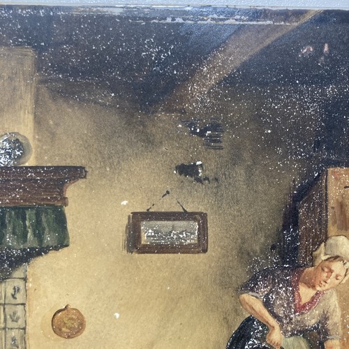 Antikes Original altes Ölgemälde Porzellanfliese - Familienherz - signiert, 1868 - Bild 9 von 20