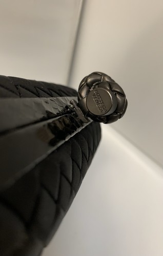 Bottega Black Satin Leather Trim Clutch - Picture 5 of 6