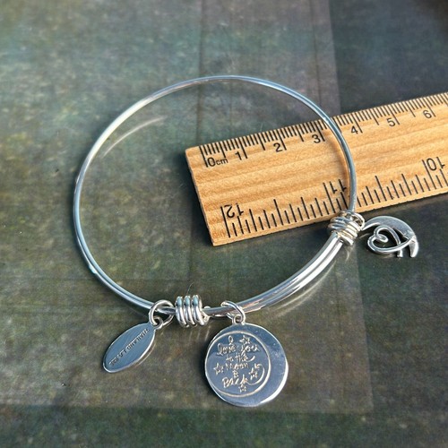 Hallmarked STERLING SILVER 925 Bangle Bracelet Dangle Charms Love to the Moon - Picture 10 of 10