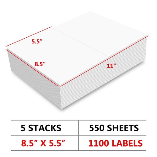 11000 PIEZAS Premium 8.5 X 5.5 ENVÍO ETIQUETAS EN BLANCO 2 MEDIAS HOJAS autoadhesivas - Imagen 3 de 7