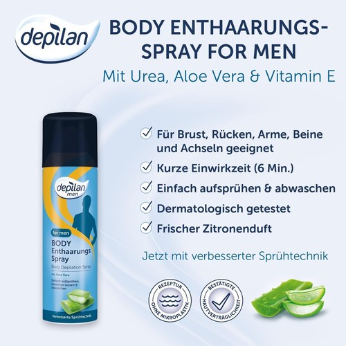 Depilan for Men Body Enthaarungsspray 200ml - schnell, gründlich & effektiv pari - Bild 3 von 7