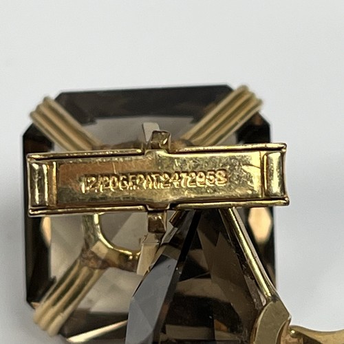 Vintage Cufflinks Smoky Topaz 12/20 12k Gold Filled Faceted Glass Gems - Picture 8 of 11
