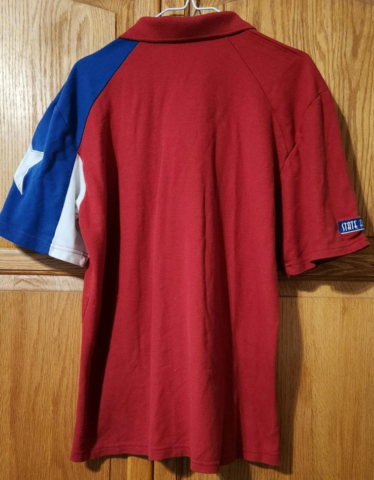 Polo Hombre Rojo Blanco Azul Med. Xact Expressions Cotton Texas Star State Fair Foto 2 de 4