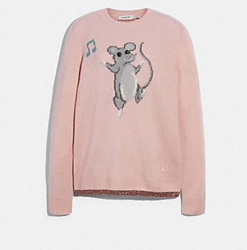 187. Coach Pink Intarsia Pullover Sweater Party Mouse Wool Glitter S NWT  $398 | eBay
