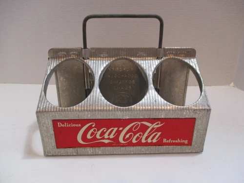 Vintage Coca Cola Coke advertising 6 pack aluminum bottle carrier caddy
