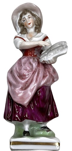 Vintage Erphila Porcelain Figurine Peasant Woman In Pink US Zone Germany 3.25” - Picture 3 of 5