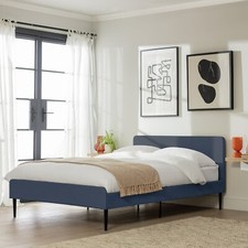 Home Kristopher Small Double Bed Frame Blue | Sturdy Bedroom Furniture