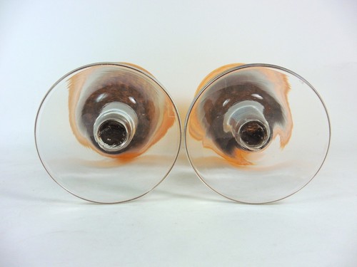 Hand Blown Drinking Glasses Set of Two ( 2 ) Pedestal Footed Glass - Picture 6 of 6