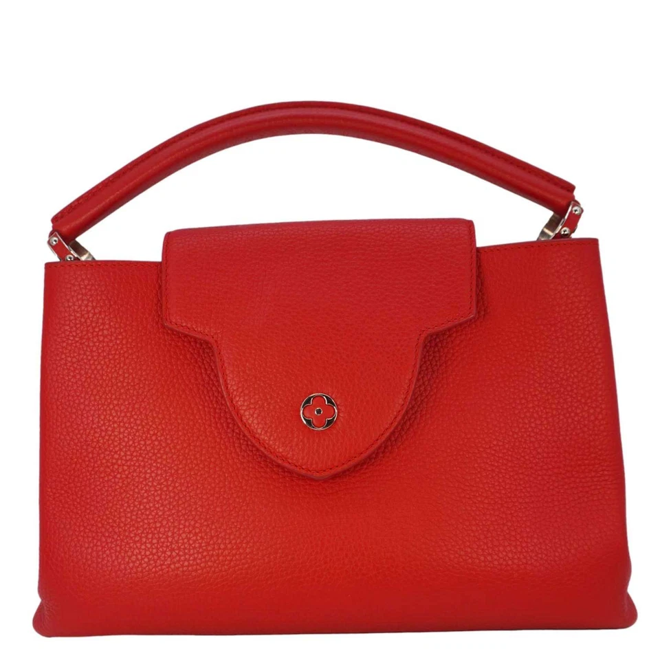LOUIS VUITTON Capucines Taurillon Leather Satchel Bag Red