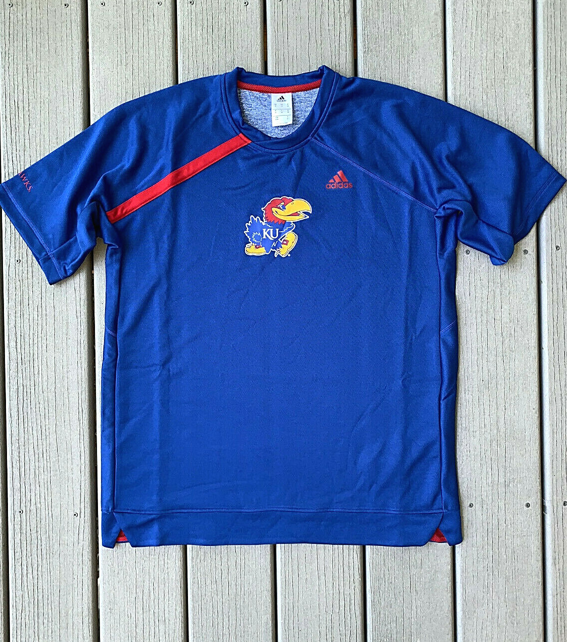 Kansas JAYHAWKS Adidas NCAA On Court Shooter Shirt Синяя баскетбольная футболка НОВАЯ