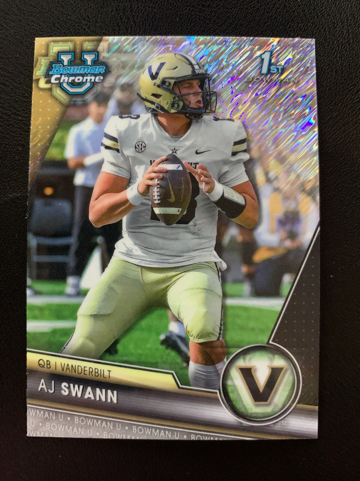 2023 Bowman Chrome University AJ Swann 1st Silver Shimmer Refractor #116