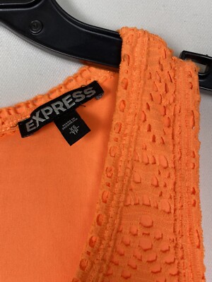 open lace back dress Express Orange Ruffled Dress