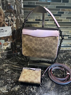 Coach Cassie 19 Crossbody Signature Canvas Leather & Wallet 89089