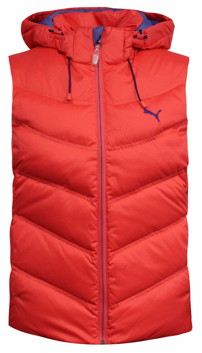 Puma Active Hooded Down Vest Womens Full Zip Padded Gilet Cayenne