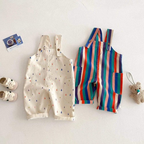 Unisex Spring New Kids Clothes Fashion Overalls Polk Dot Jumpsuits Striped Overa
