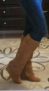Womens-JESSICA-SIMPSON-RALLIE-Suede-Leather-Sheath-Boot-BROWN-8-5-Wedge-Heel