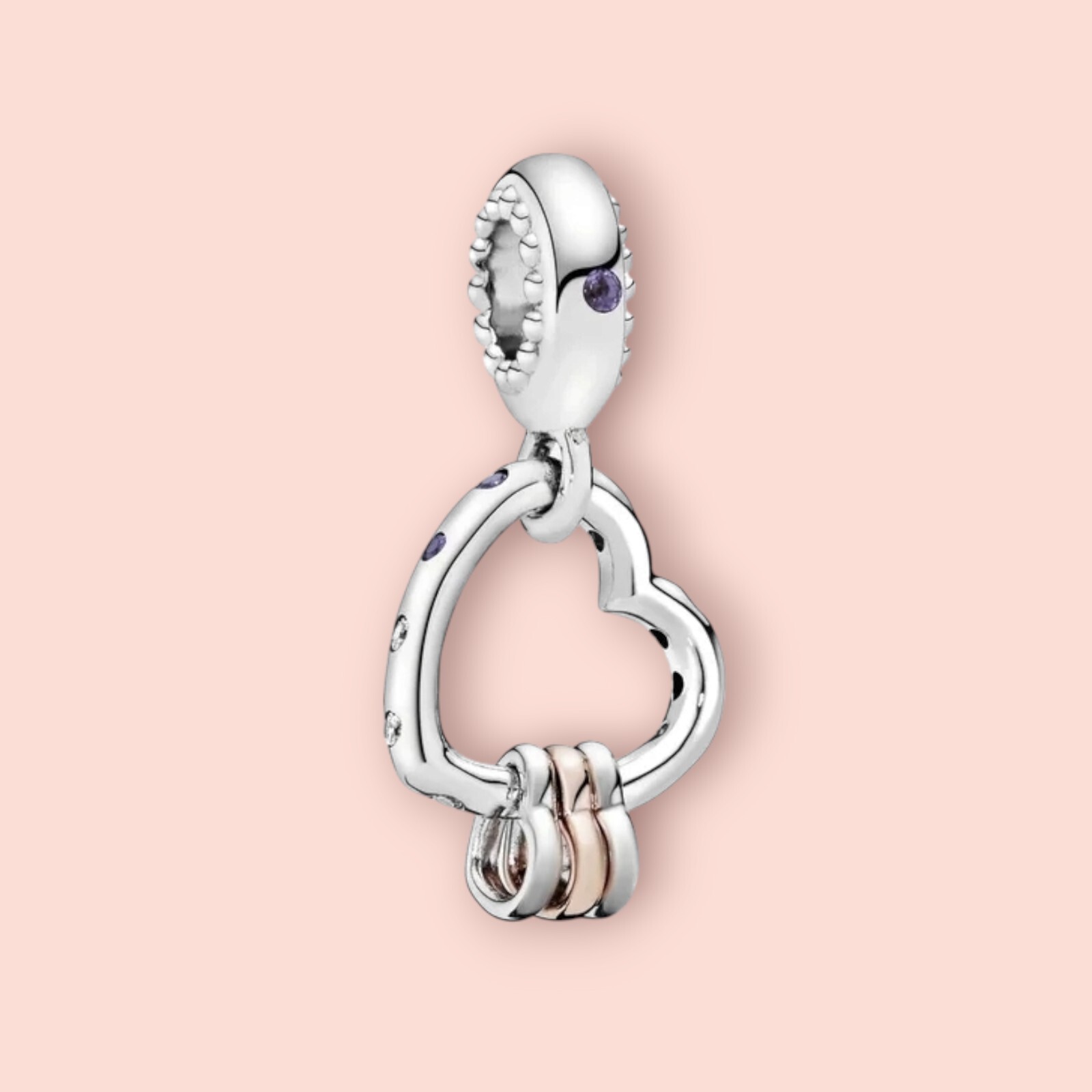 Sterling Silver 925 Triple Looped Heart European Charm Pendant Gift