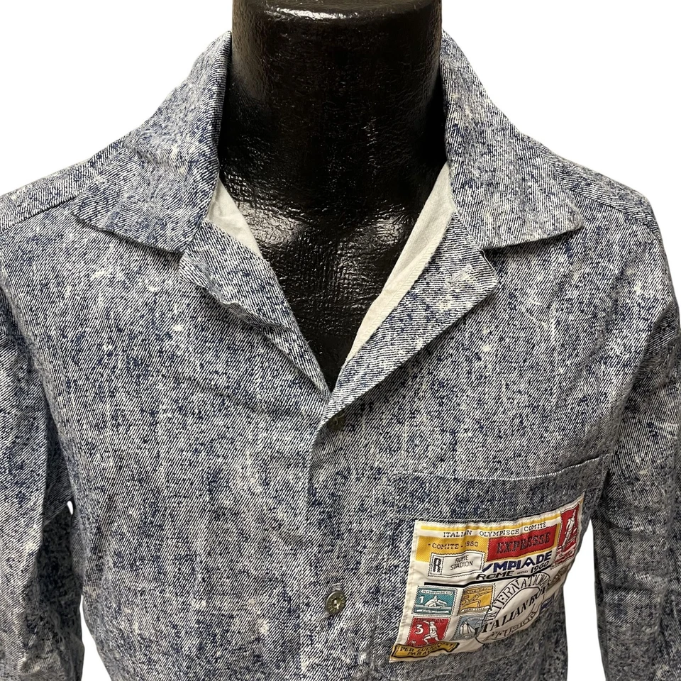 Vtg 80 90's Italian Boys Aldo Gianne ACID STONE WASH Streetwear SKATER Shirt S - Image 3 of 4